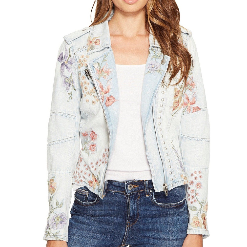 Blank NYC Floral Embellished Denim Jacket